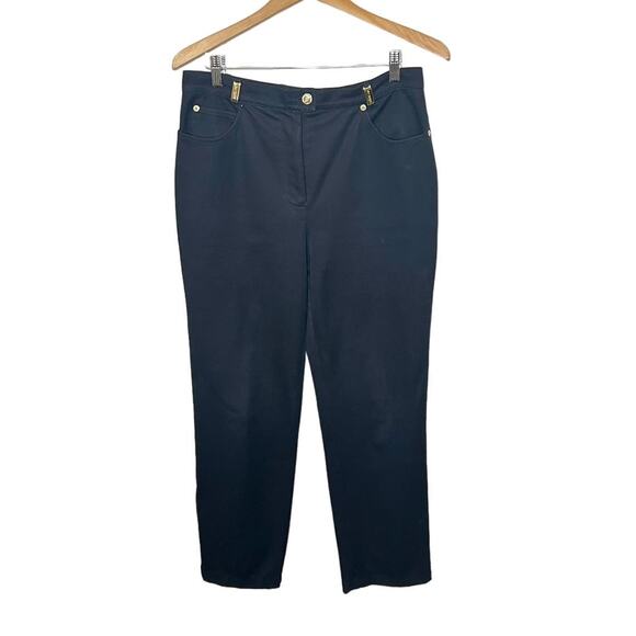 ST. JOHN SPORT Women's Size 10 Cotton Trouser Pant 5 Pocket Jean Black Preppy - Picture 1 of 13